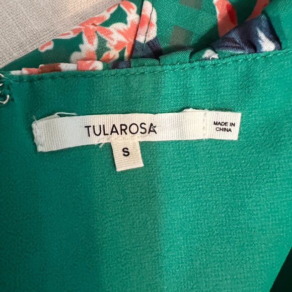 Tularosa S Green Off Shoulder Floral Tiered Ruffle Midi Dress Romantic Boho - Picture 3 of 10